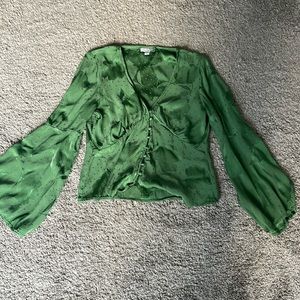 Topshop green bell sleeve top